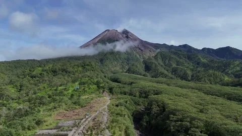 Scenic Landscape of Mount Merapi Volcano, Indonesia Stock Footage 322018239