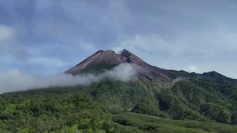 Scenic Landscape of Mount Merapi Volcano, Indonesia Stock Footage 322018305