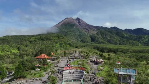 Scenic Landscape of Mount Merapi Volcano, Indonesia Stock Footage 322018428