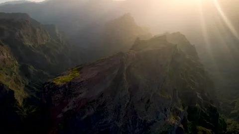 Scenic landscape of Pico do Areiro in Central madeira Island during sunset. Видео 293658719