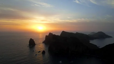 Scenic landscape of rocks , cliffs and sea stacks in Madeira Island early m.. Stock Footage 310353096