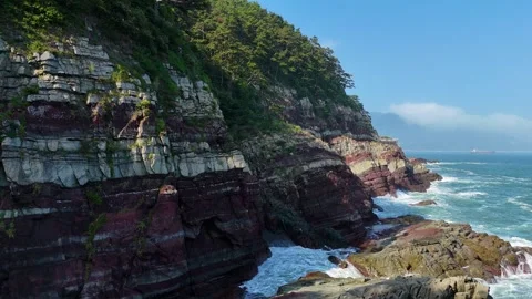 Scenic layered cliffs at amnam park in busan, south korea Stock Footage 341908758