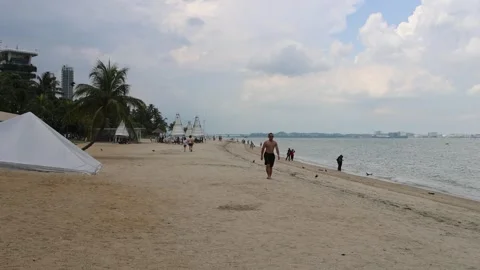  Scenic man-made beach at Forest City, Malaysia Stock Footage 336189654