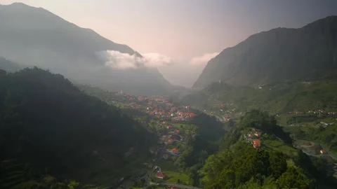 Scenic misty dramatic landscape in Central Madeira Island, Portugal during .. Video stock 323248879