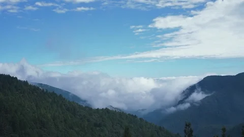 Scenic Mountain Landscape with Clouds and Blue Sky in Daylight Stock Footage 301244875