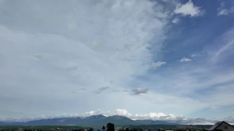 Scenic Mountain Landscape with Clouds and Blue Sky Stock Footage 313838385