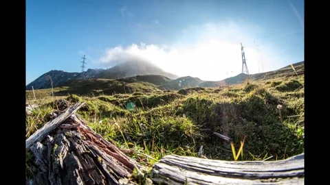 Scenic Mountain Landscape with Power Lines Stock Footage 303900966
