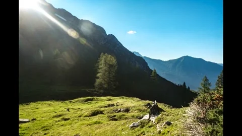Scenic Mountain Landscape with Sunlight Stock Footage 303901227