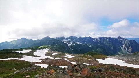 Scenic Mountain Landscape View from Spray Park Trail, Mount Rainier National Par Stock Footage 332083182