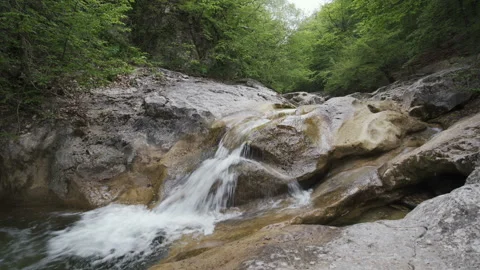 Scenic mountain river Forest Waterfall. Stock Footage 109444860