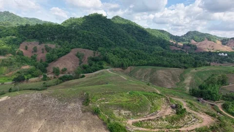 Scenic Mountain Road Under Cloudy Sky Before Rain Stock Footage 310883306