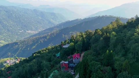 Scenic Mountain Slopes and Hazy Green Valleys Video stock 340278161