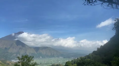 Scenic Mountain Valley Landscape with Clouds and Blue Sky Stock Footage 340435391