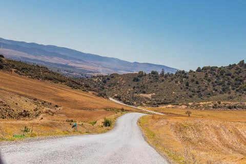 Scenic Mountainous Drive Through Fields in Testour, Beja, Tunisia Stock Photos