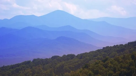 Scenic Mountains of Blue Ridge Parkway in Asheville, North Carolina Stock Footage