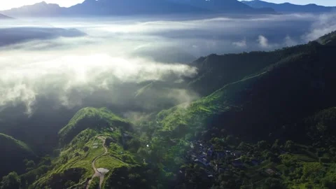 Scenic Mountains Rivers and Clouds Scenic Views Aerial Stock Footage 320770403