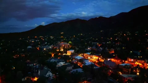 Scenic Night View of Estes Park, Colorado, a Mountain Town with Glowing City 스톡 동영상 332216726