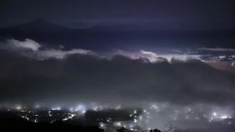 Scenic Night View of the Sea of Clouds from Mount Bi Park Stock-Footage 333177479