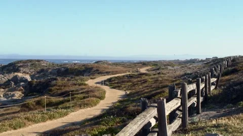 Scenic Ocean Side Walking Path Stock Footage 154384276