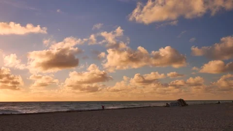 Scenic Ocean Sunset Golden Clouds 4K Stock-Footage 334458238