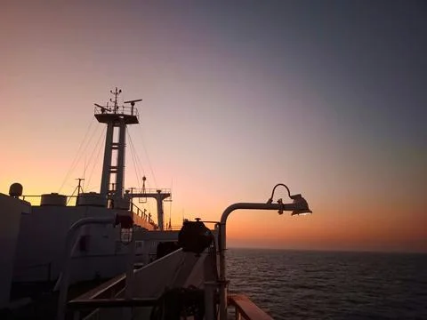 Scenic Ocean View from the Deck of a Ship Stock Photos