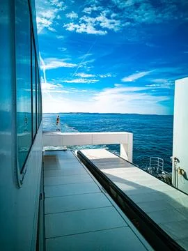 Scenic Ocean View from Ferry Deck Stock Photos