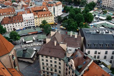 Scenic panoramic high angle view of historical city centre of Mu Stock Photos