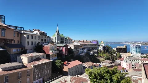 Scenic Panoramic View of Hillside Coastal City Stock Footage 311559079