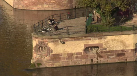 Scenic place in Strasbourg on river embankement Stock Footage 59185271