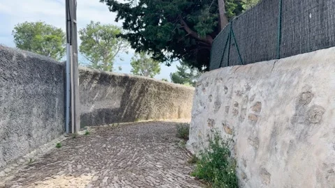 Scenic Provencal Cobblestone Path with Stone Walls in Cassis France Stock-Footage 335507700