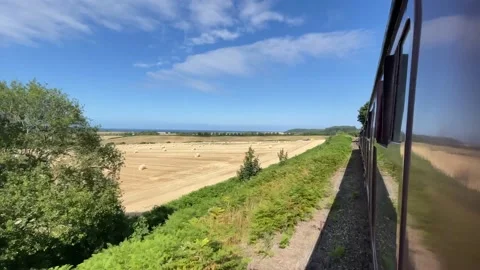Scenic Ride from an Old Train Through the British Countryside Stock Footage 201964133