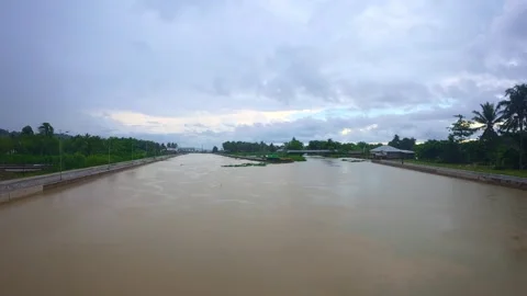 Scenic River Landscape with Cloudy Sky Video stock 312437411