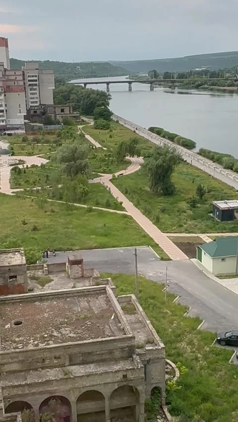 Scenic River View from Apartment Window with Peaceful Waterfront Landscape.. Stock Footage 336635510