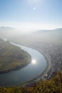 Scenic river view with sunlight reflection Stock Photos