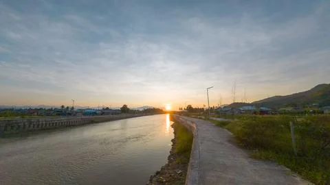 Scenic River View at Sunset Stock Photos