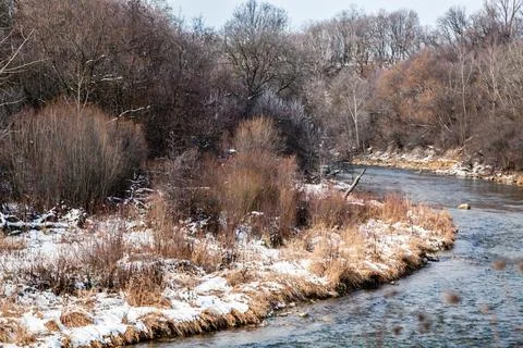 Scenic riverside in winter Paris Ontario Stock Photos
