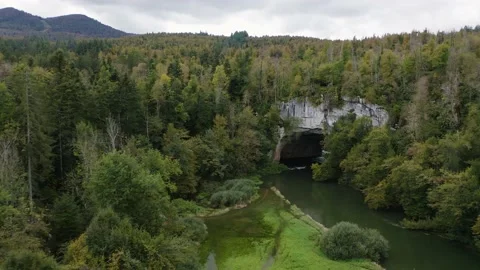 Scenic River/Stream Rak Floating Through Underground Cave in Rakov Skocjan park. Video stock 142968687