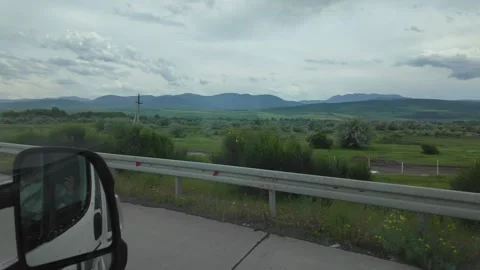 Scenic road trip view from a moving camper van Stock Footage 339180956