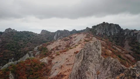 Scenic rugged adventure, Challenging path offering stunning panoramas and Stock Footage 343957266