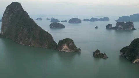 Scenic Samet Nangshe Viewpoint Overlooking Phang Nga Bay in Phang Nga, Thailand Stock Footage 335251190