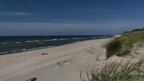 Scenic Sandy Beach and Ocean Waves Stock Footage 341630154