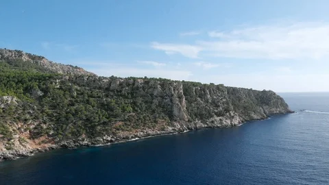Scenic sea cliffs wide angle drone shot Stock Footage 104416466