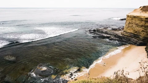 Scenic seascape. Sunset Cliffs Cave in Point Loma, San Diego, California.  Video stock 121596894