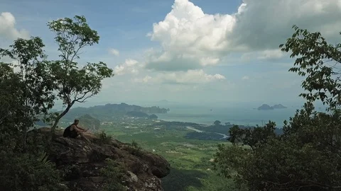 Scenic Seascape view clouds on the sky. Nature Landscape Aerial Shot Stock Footage 88644787