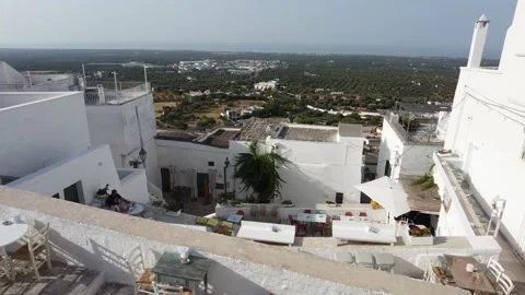 Scenic sight in Ostuni on a summer evening. Brindisi, Apulia (Puglia), Italy. Stock-Footage 160931463