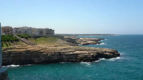 Scenic sight in Polignano a Mare in a summer afternoon. Video stock 160929757