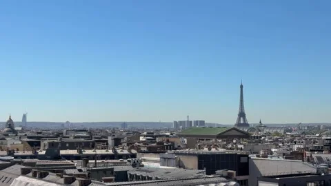 Scenic skyline of Paris with Eiffel Tower landmark Stock Footage 337451105