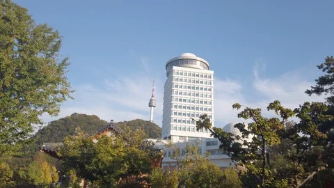 Scenic slow motion video of the highest point of Seoul Stock Footage 121527463