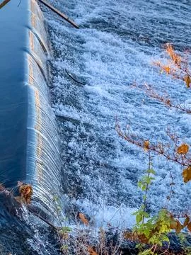 Scenic small river dam Stock Photos