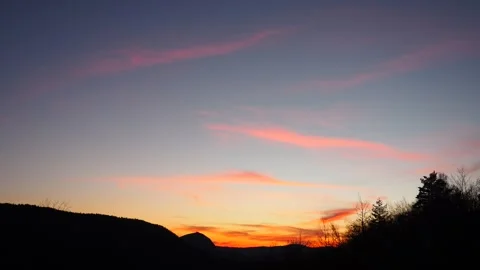 Scenic Spring Sunset Over Zlatar And Zlatibor Mountains In Serbia. Red Landscape Stock Footage 341829679